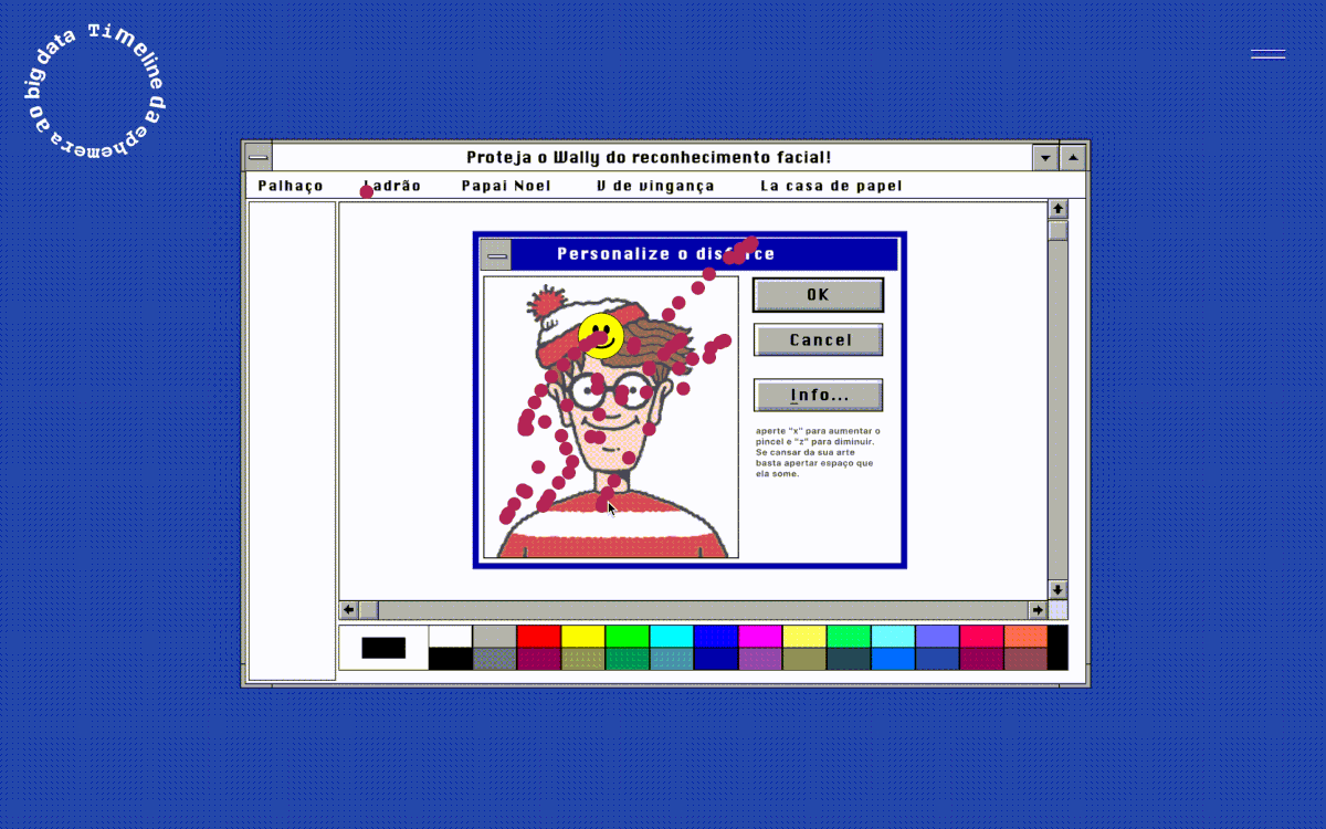 deisgn interface with user drawing on wally's face
